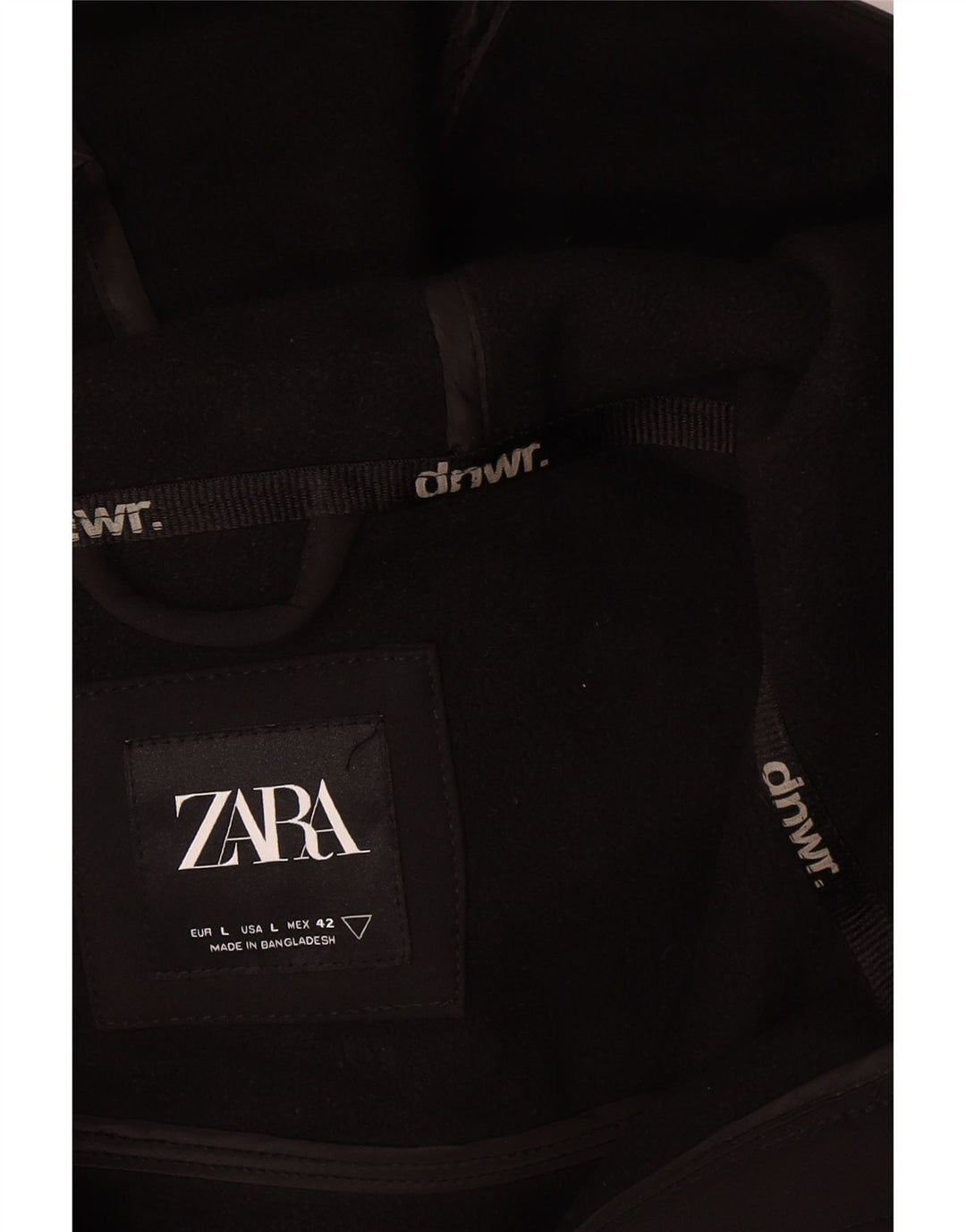 Мужская ветровка Zara UK 40, большая черная полиэстеровая куртка с капюшоном