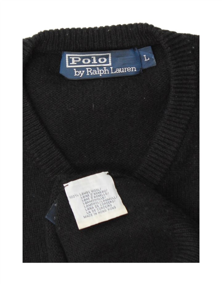 Мужской джемпер с v-образным вырезом Polo Ralph Lauren, большой черный из овечьей шерсти