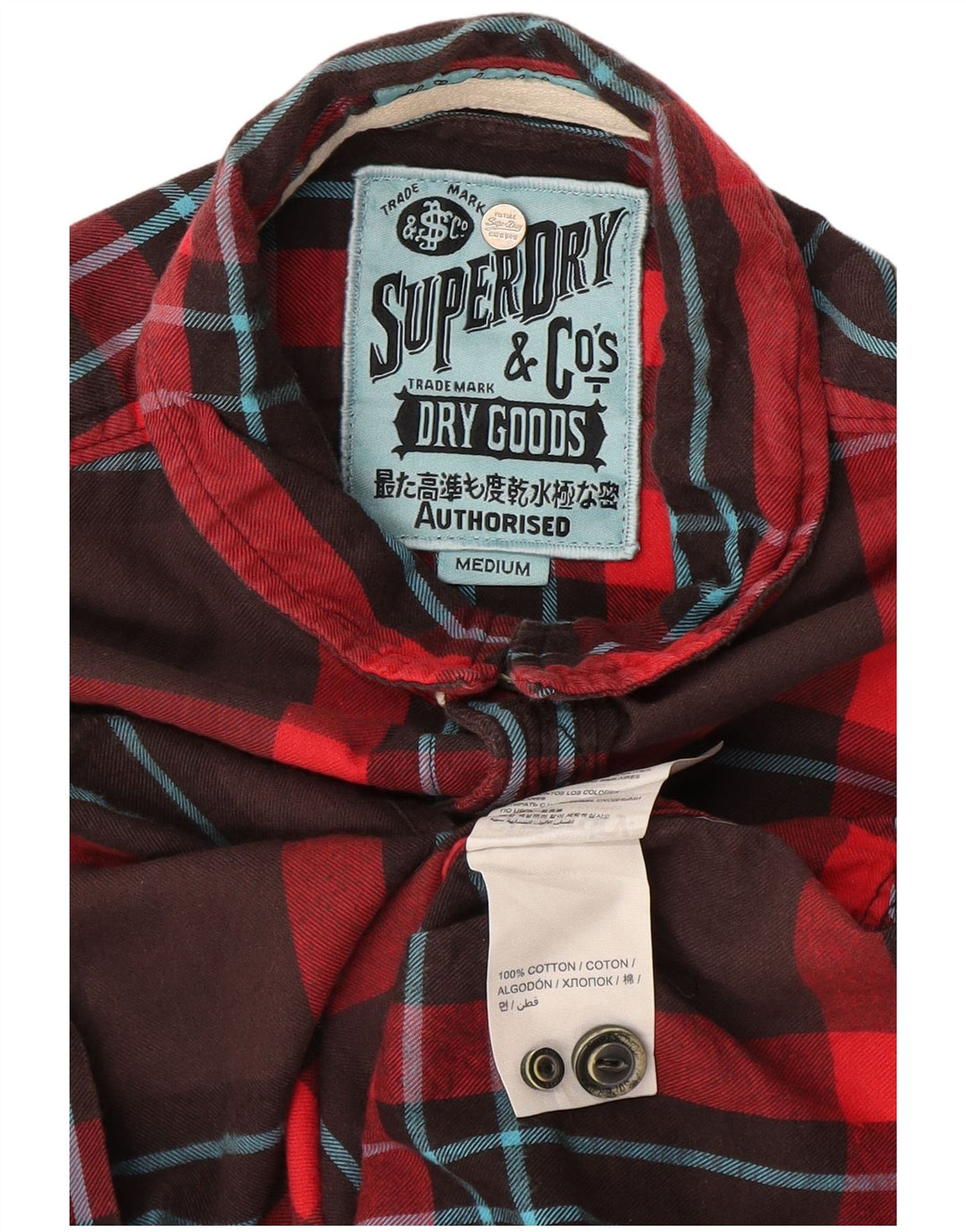 Мужская фланелевая рубашка Superdry среднего размера, коричневая клетка, хлопок