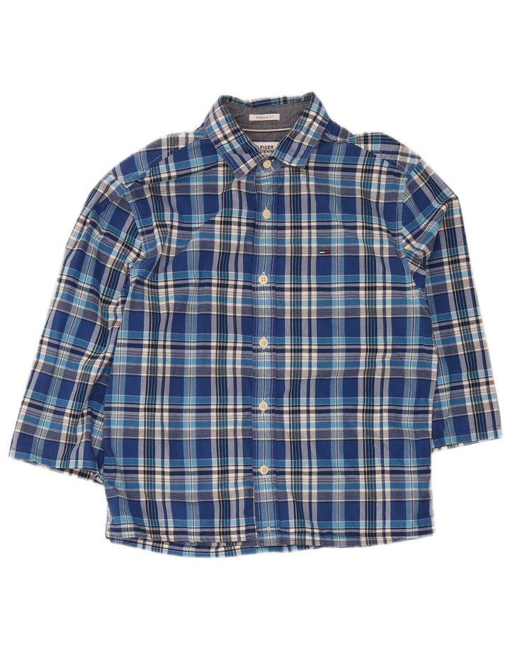 Мужская рубашка стандартного кроя с рукавом 3/4 Tommy Hilfiger, маленькая синяя клетка