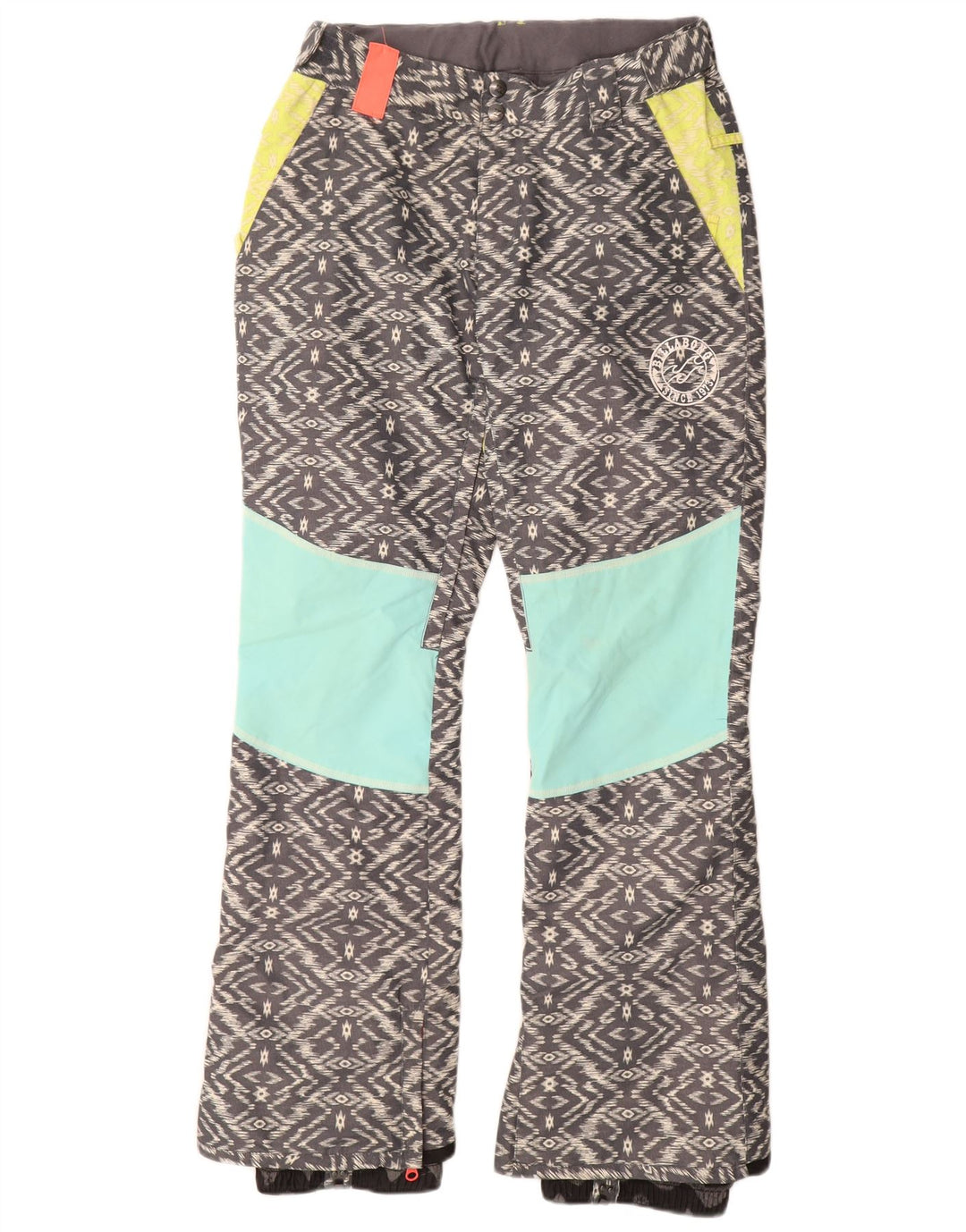 Женские лыжные брюки Billabong UK 14, полиэстер среднего серого цвета с геометрическим рисунком
