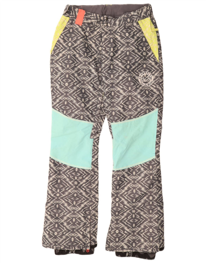 Женские лыжные брюки Billabong UK 14, полиэстер среднего серого цвета с геометрическим рисунком