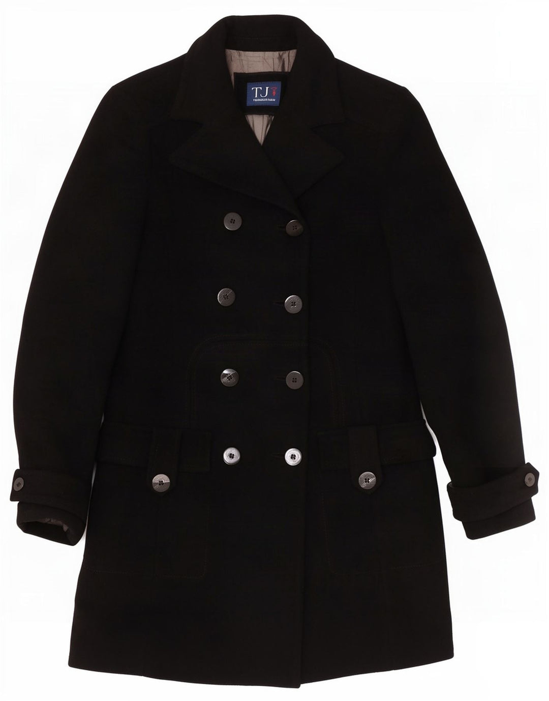 Trussardi Jeans Женское двубортное пальто IT 42 Medium Black Wool