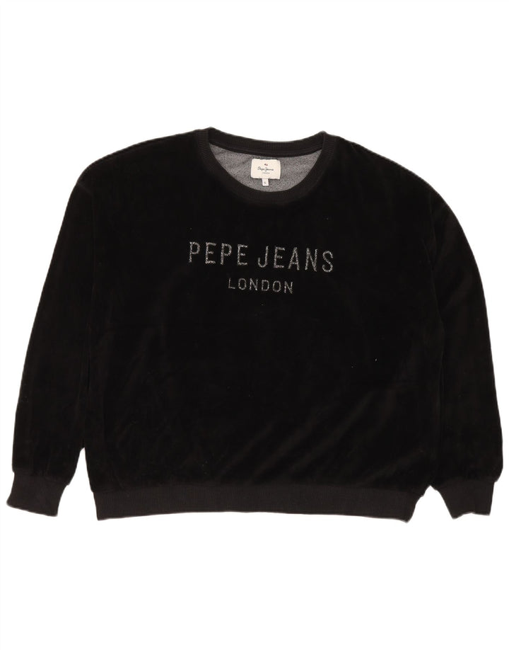 PEPE JEANS Женский свободный свитер с рисунком UK 18 XL Черный