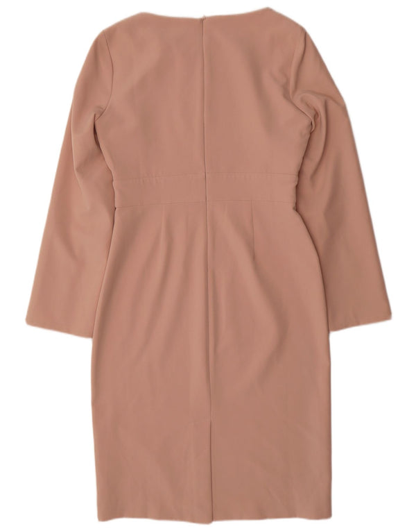 Женское платье-футляр COAST с длинным рукавом UK 12, полиэстер среднего розового цвета