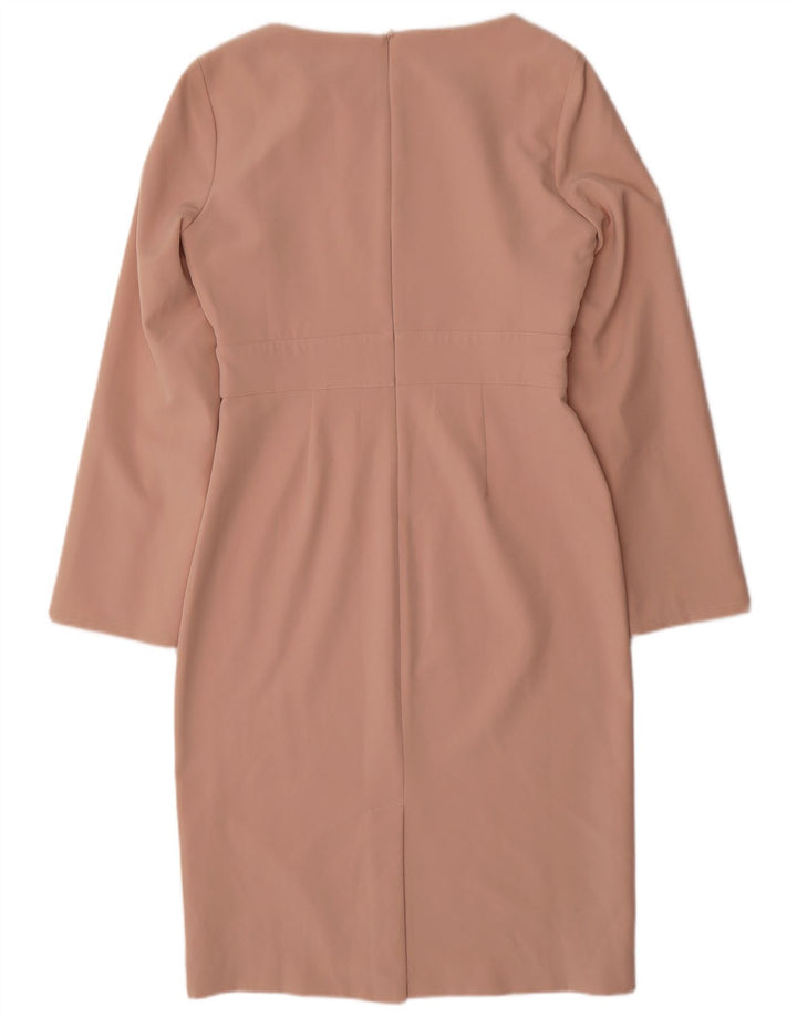 Женское платье-футляр COAST с длинным рукавом UK 12, полиэстер среднего розового цвета