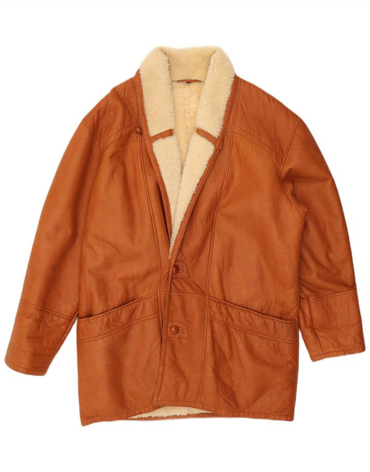 Мужское пальто из овчины VINTAGE IT 50, большая коричневая овчина