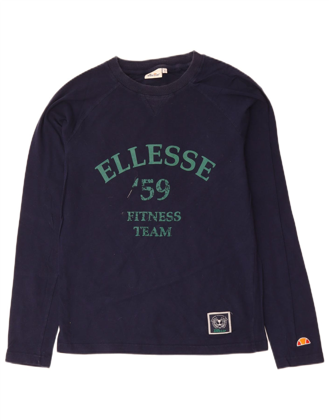 ELLESSE Мужской топ с рисунком, длинный рукав, маленький, темно-синий, хлопок