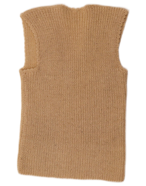 VINTAGE Женская майка безрукавка UK 12 Средний Бежевый