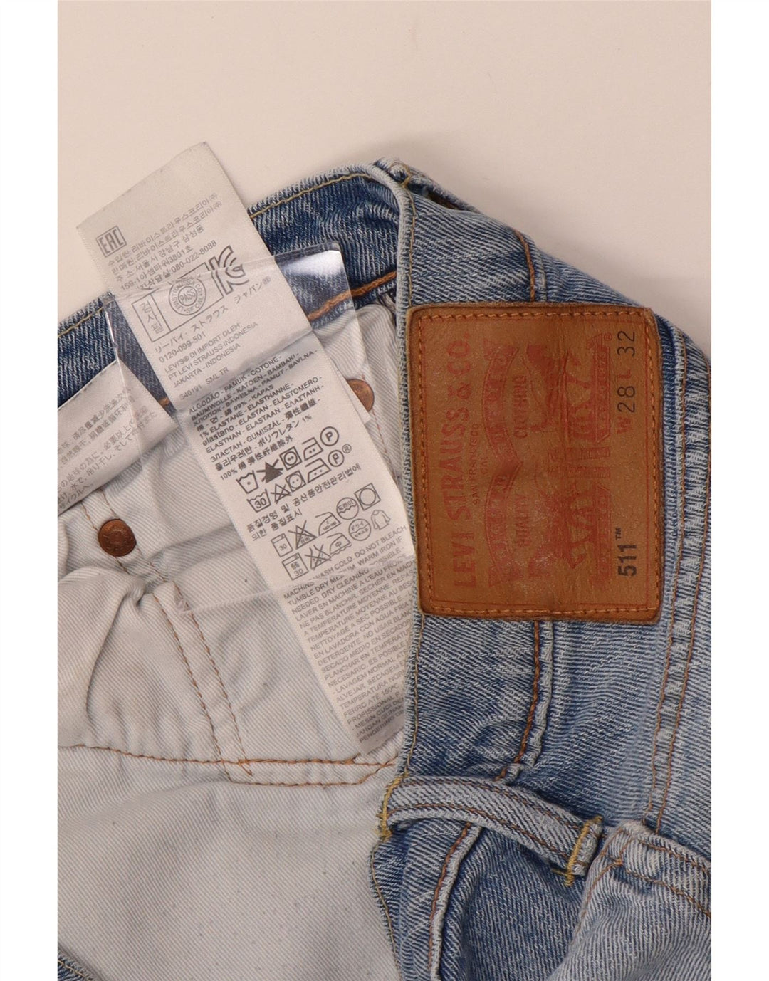 Мужские джинсы LEVI'S 511 Slim W28 L32 Синие, хлопок
