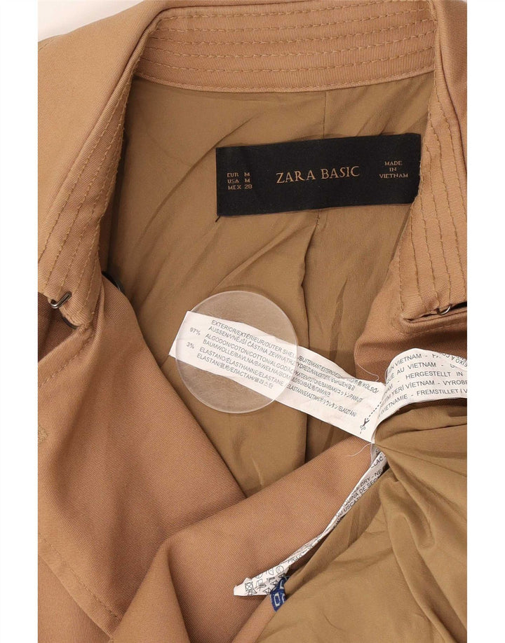 Женский тренч Zara UK 14, средний бежевый, хлопок