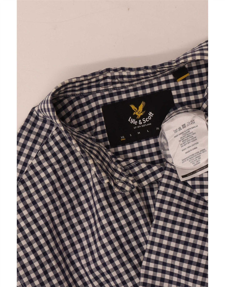 Мужская рубашка Lyle & Scott XS синяя в мелкую клетку из хлопка
