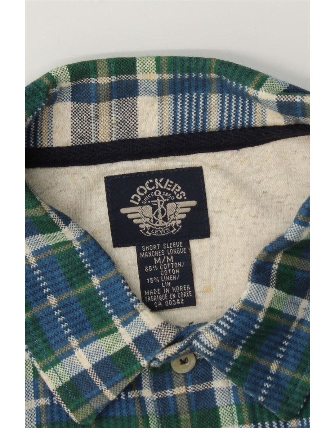 Мужская пуловерная рубашка Dockers с короткими рукавами, хлопковая синяя клетка среднего размера