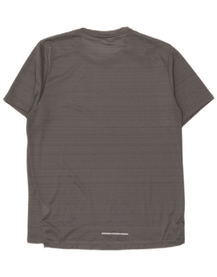 Мужская футболка Nike Dri Fit из полиэстера среднего серого цвета в полоску