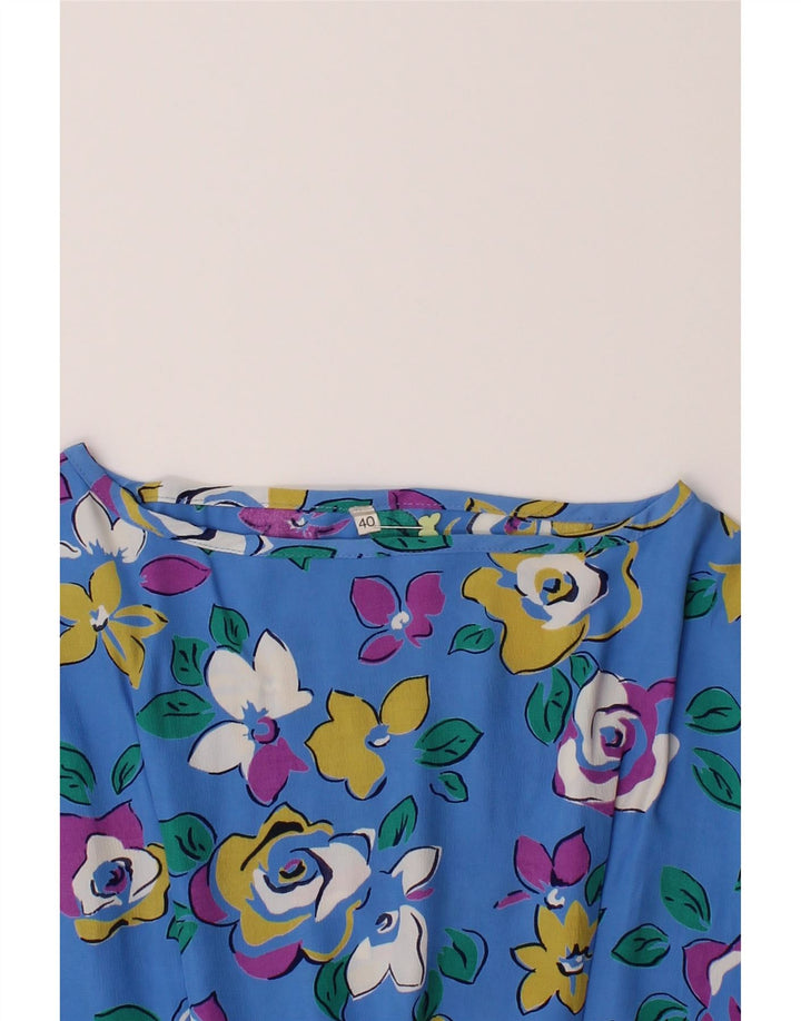 VINTAGE Womens A-Line Dress EU 40 Medium Blue Floral Viscose Vintage Vintage and Second-Hand Vintage from Messina Hembry 