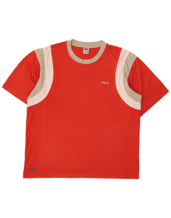 Мужская футболка Fila Top IT 52/54, большая красная, полиэстер с цветными блоками