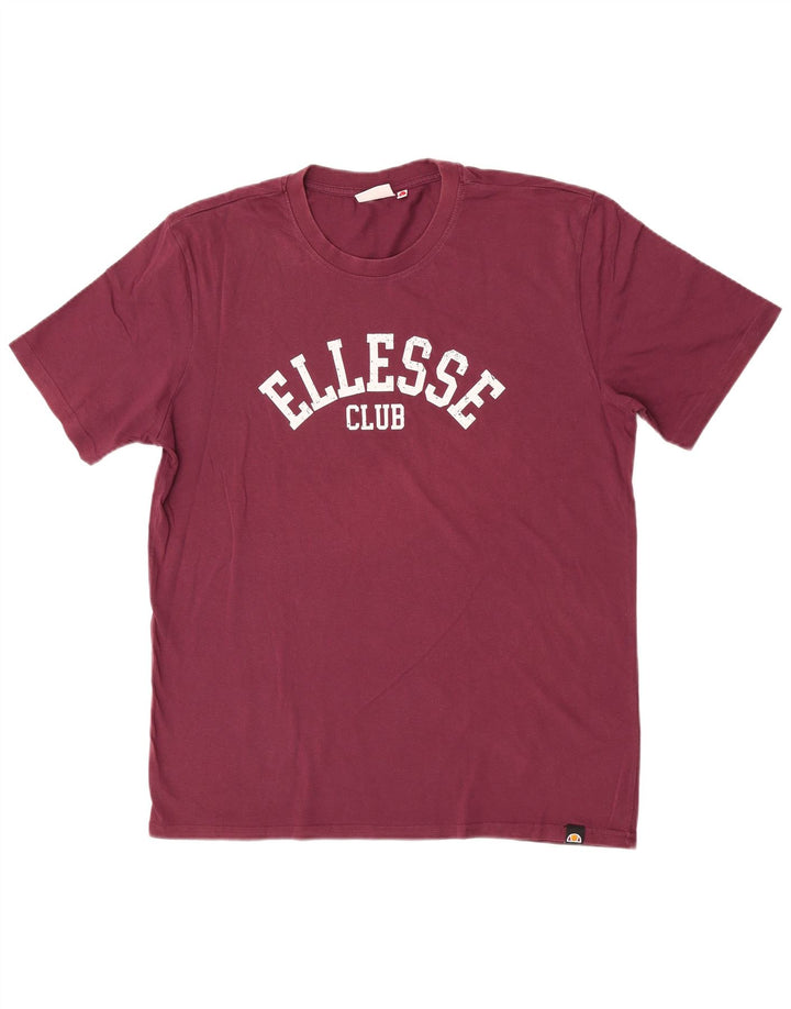Мужская футболка Ellesse с рисунком, большой темно-бордовый хлопок