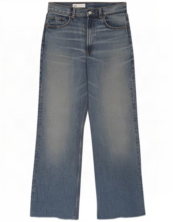 Женские широкие джинсы Zara EU 38, маленькие W28 L28, синие