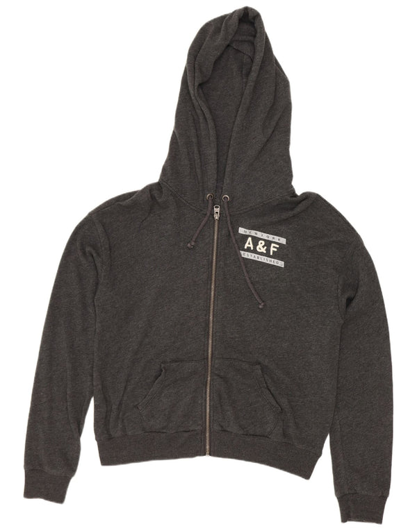 Женский свитер с капюшоном и молнией с графическим рисунком Abercrombie & Fitch UK 16, большой серый цвет