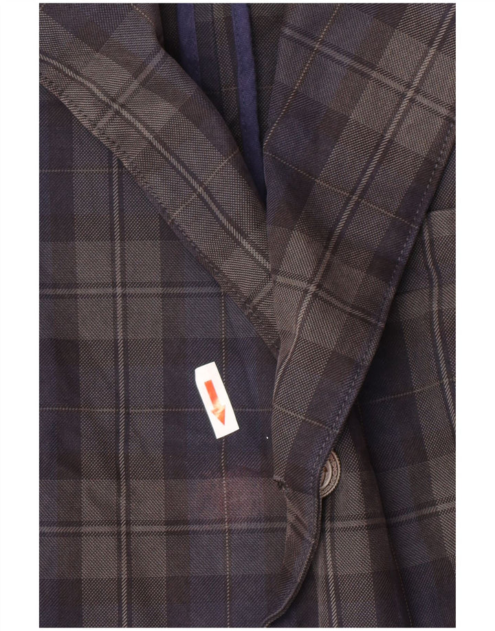 Мужской пиджак Jaggy на 3 пуговицах IT 48, средний темно-синий в клетку, хлопок