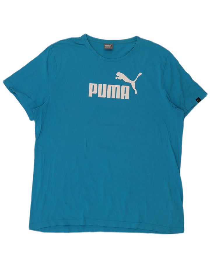 Мужская футболка с рисунком Puma 2XL, синяя, хлопок