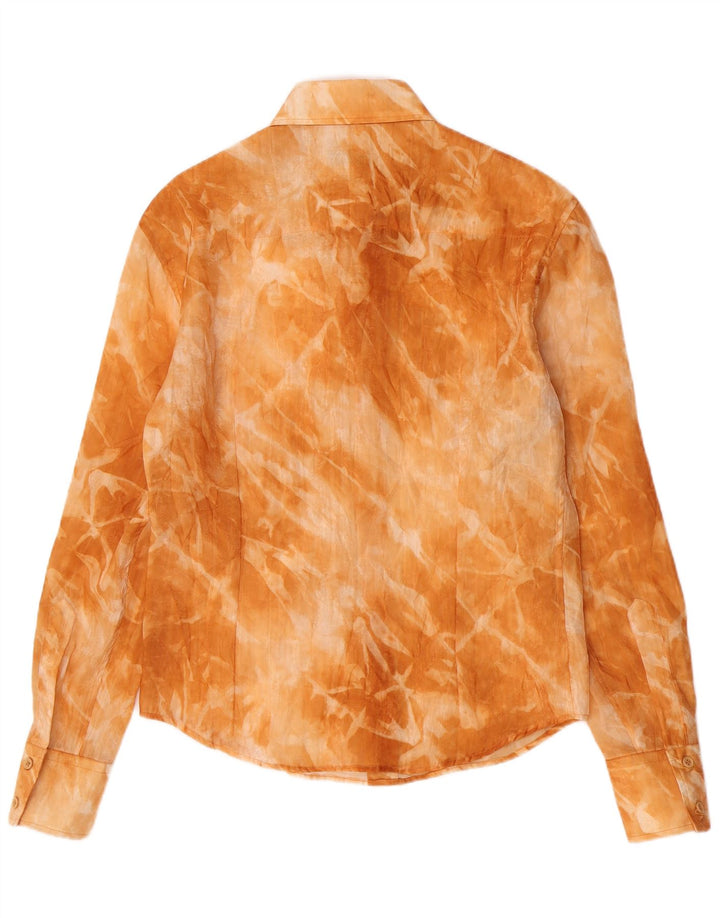 Винтажная женская рубашка среднего оранжевого цвета Tie Dye