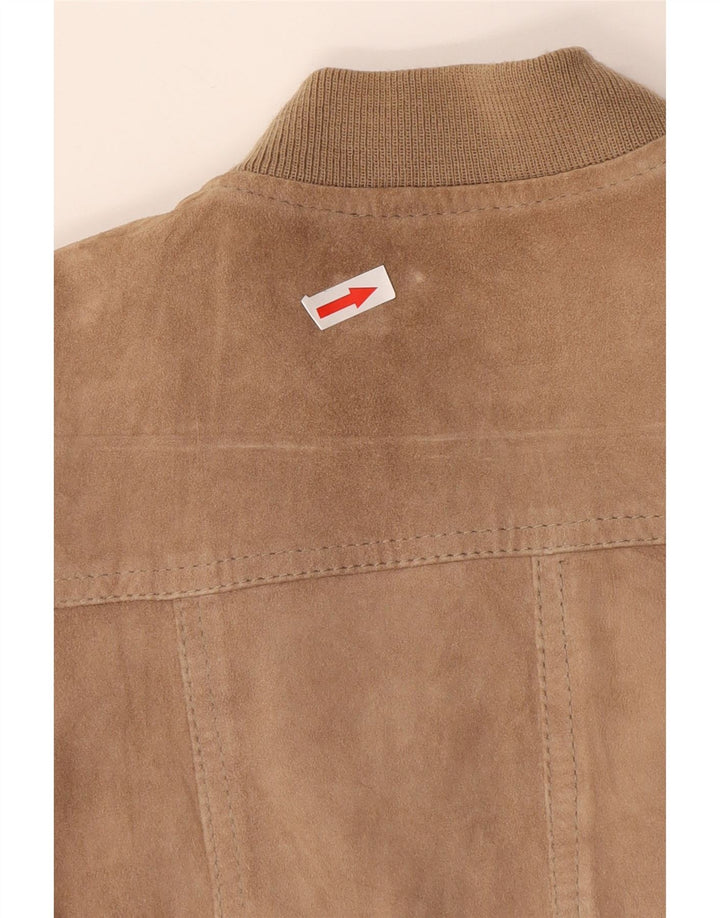 Винтажный женский замшевый бомбер IT 42 Medium Beige Leather
