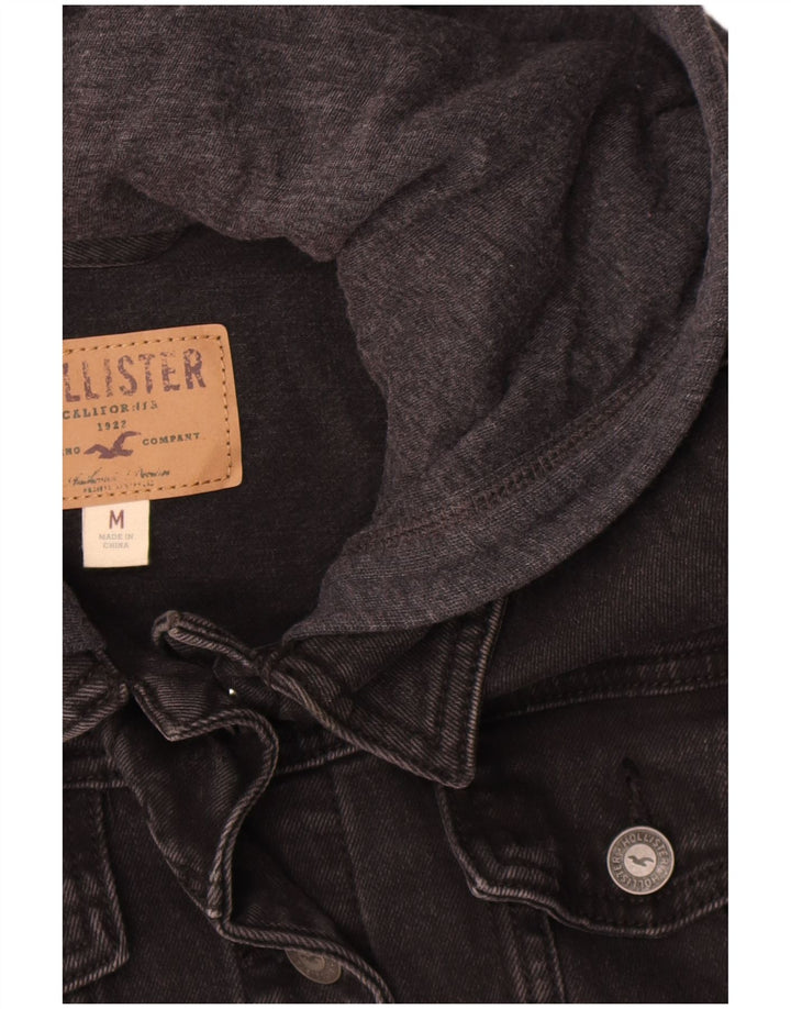 Женская джинсовая куртка с капюшоном Hollister UK 14, средний серый цвет с цветными блоками