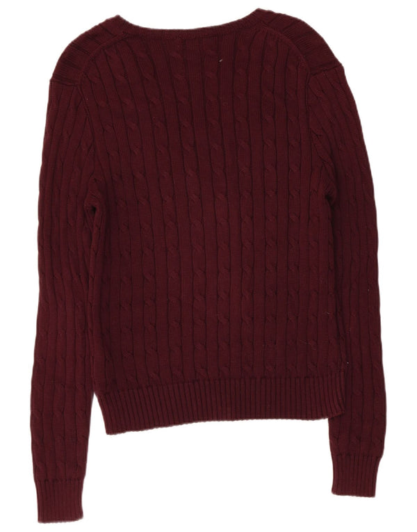 Женский джемпер с v-образным вырезом Polo Ralph Lauren, британский размер 14, большой темно-бордовый хлопок