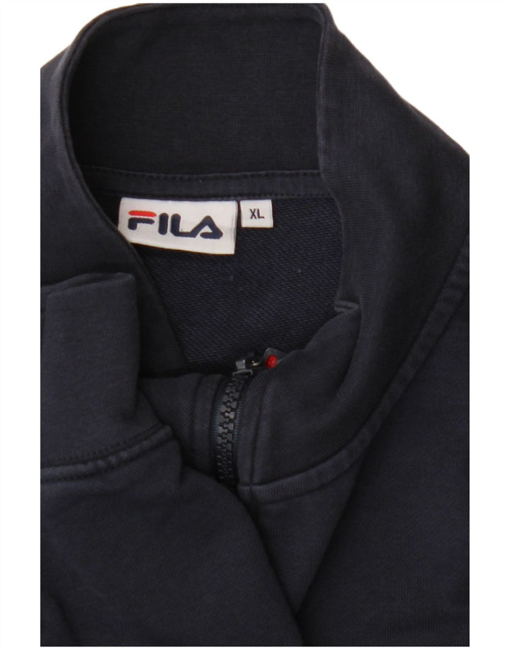 FILA Mens Graphic Zip Neck Sweatshirt Jumper XL Navy Blue