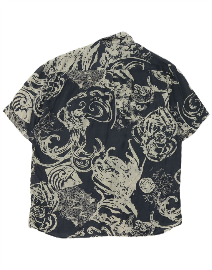 ОТЧЕТ Мужская рубашка с коротким рукавом, размер 41/42, большая темно-синяя с узором пейсли