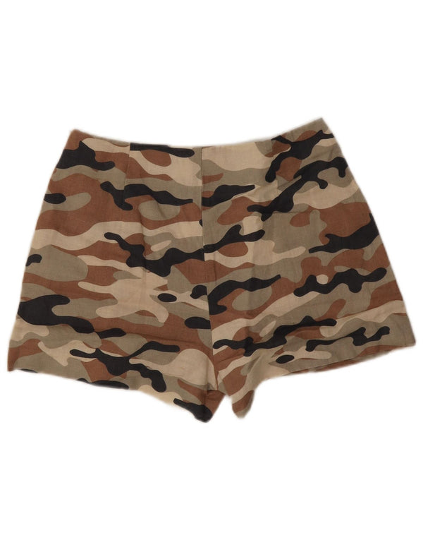 Женские шорты карго с высокой талией Zara, маленькие, W26, коричневые, камуфляжные