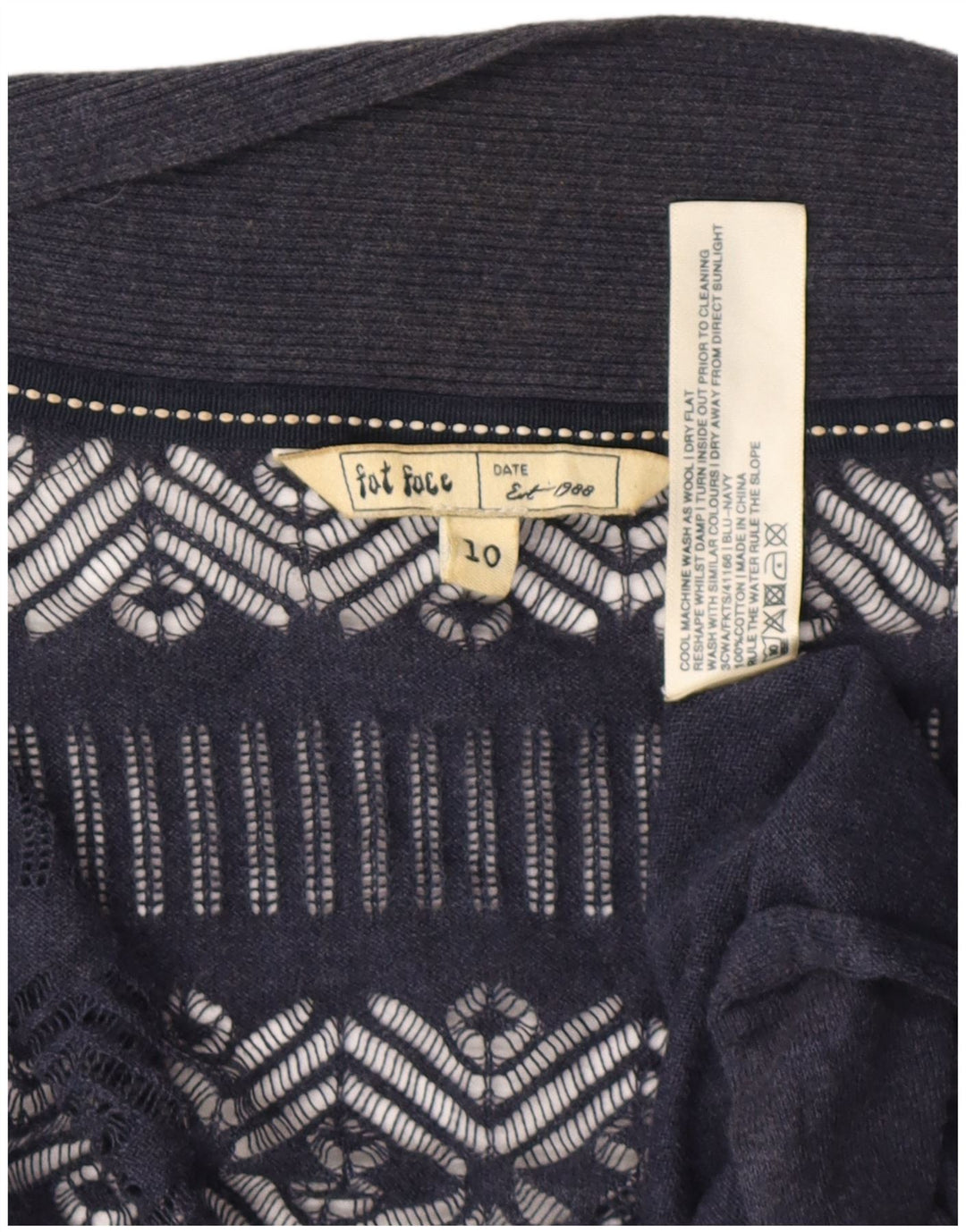 Женский асимметричный кардиган Fat Face, Великобритания, 10, маленький, темно-синий, хлопковый