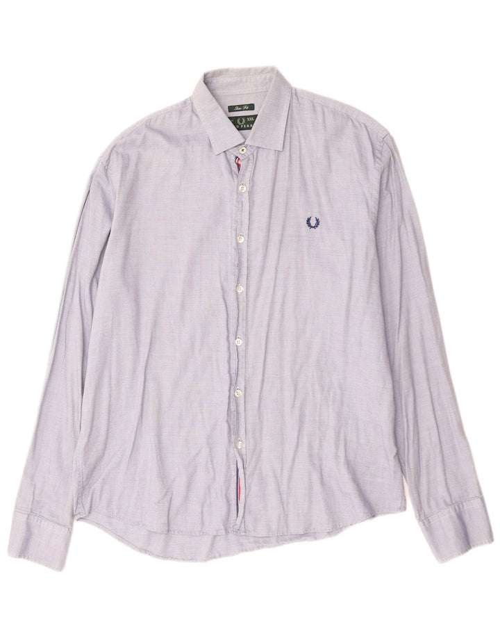 FRED PERRY Мужская рубашка приталенного кроя 2XL, синяя, хлопок