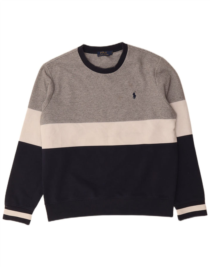 Мужской свитшот Polo Ralph Lauren, большой серый полиэстер с цветными блоками