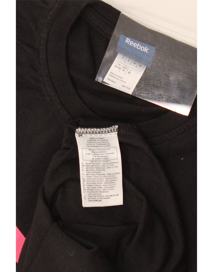REEBOK Mens Graphic T-Shirt Top Small Black Cotton Vintage Reebok and Second-Hand Reebok from Messina Hembry 
