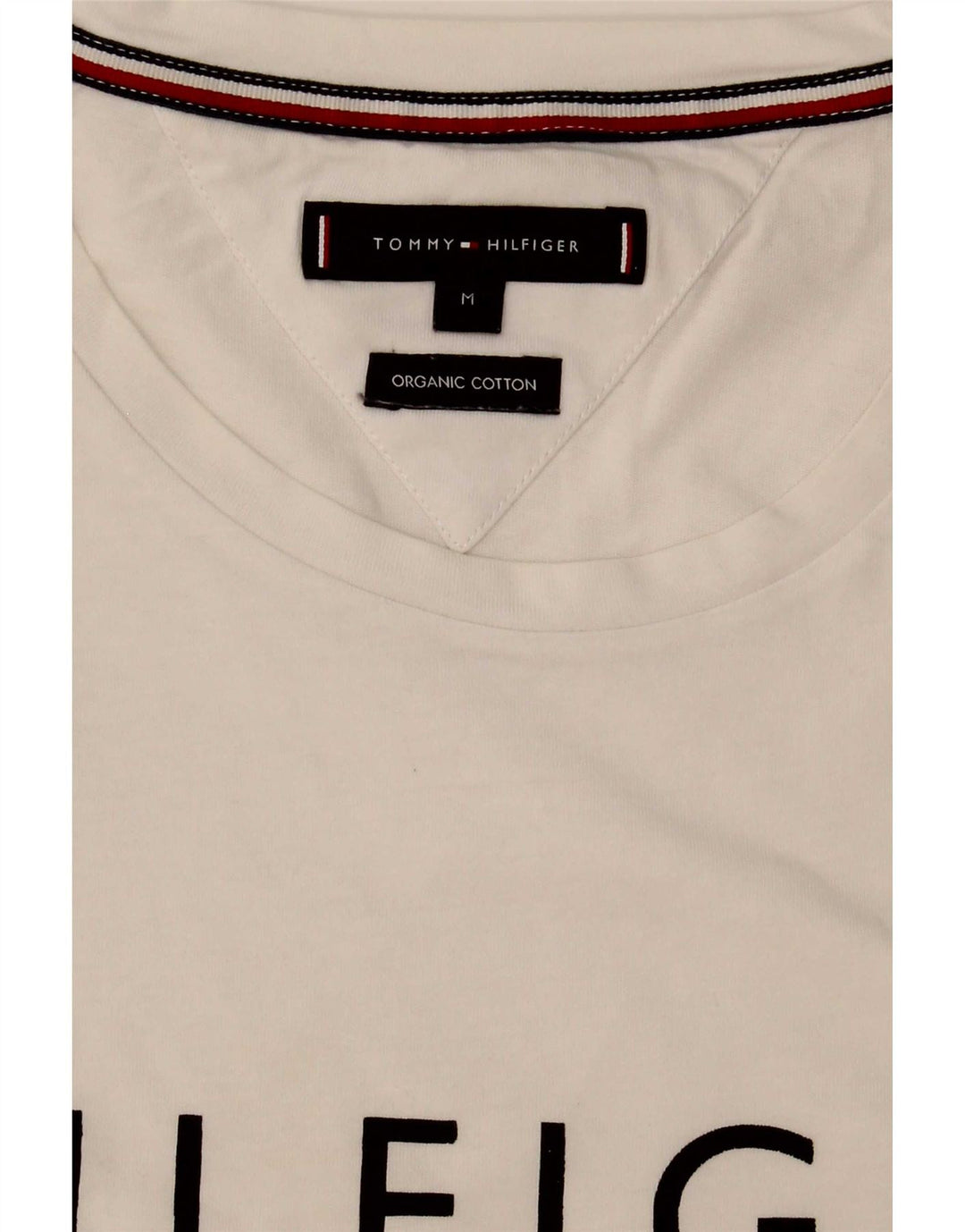Tommy Hilfiger Мужская футболка с рисунком Топ среднего размера, белый хлопок