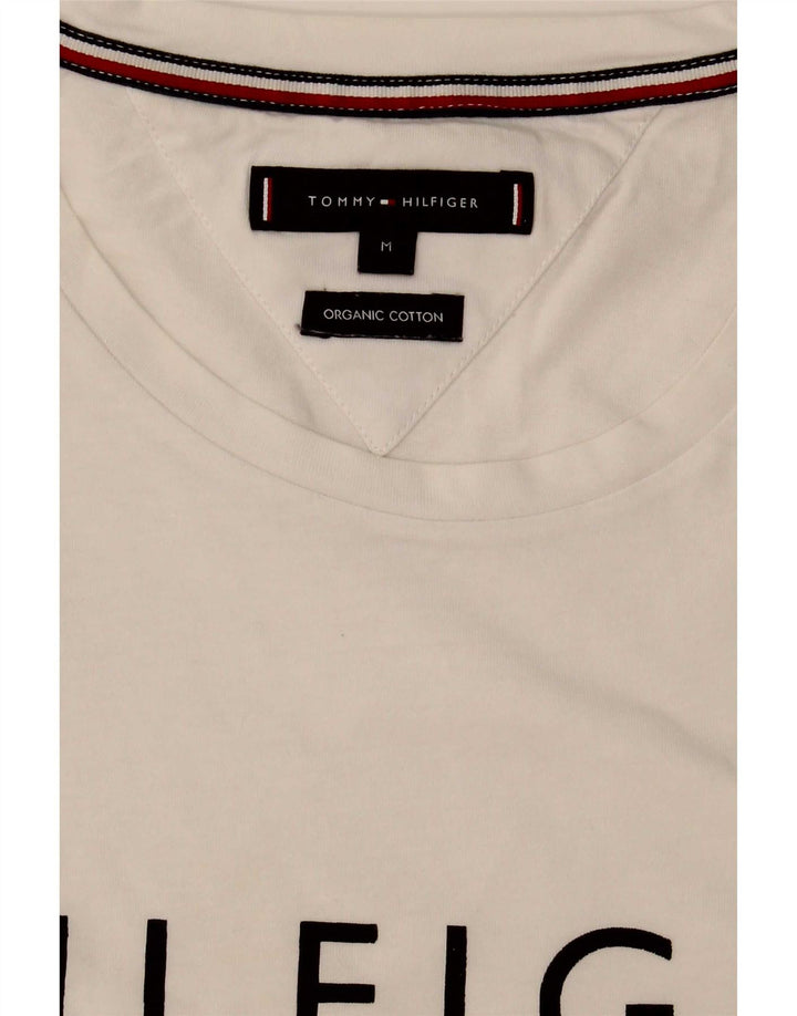 Tommy Hilfiger Мужская футболка с рисунком Топ среднего размера, белый хлопок