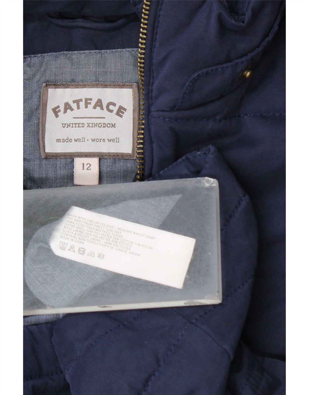 Женская стеганая куртка с капюшоном Fat Face UK 12, средний темно-синий полиэстер