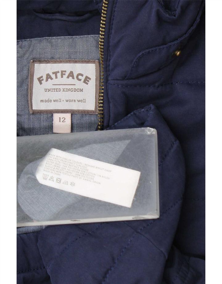 Женская стеганая куртка с капюшоном Fat Face UK 12, средний темно-синий полиэстер
