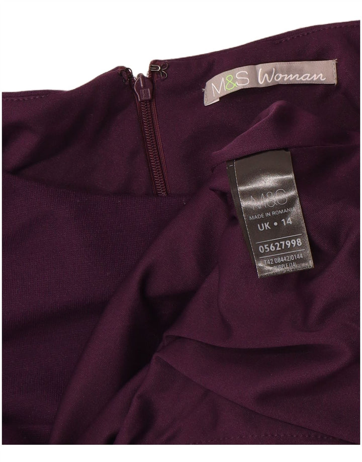 Женское платье с баской MARKS & SPENCER UK 14, полиэстер, средний фиолетовый