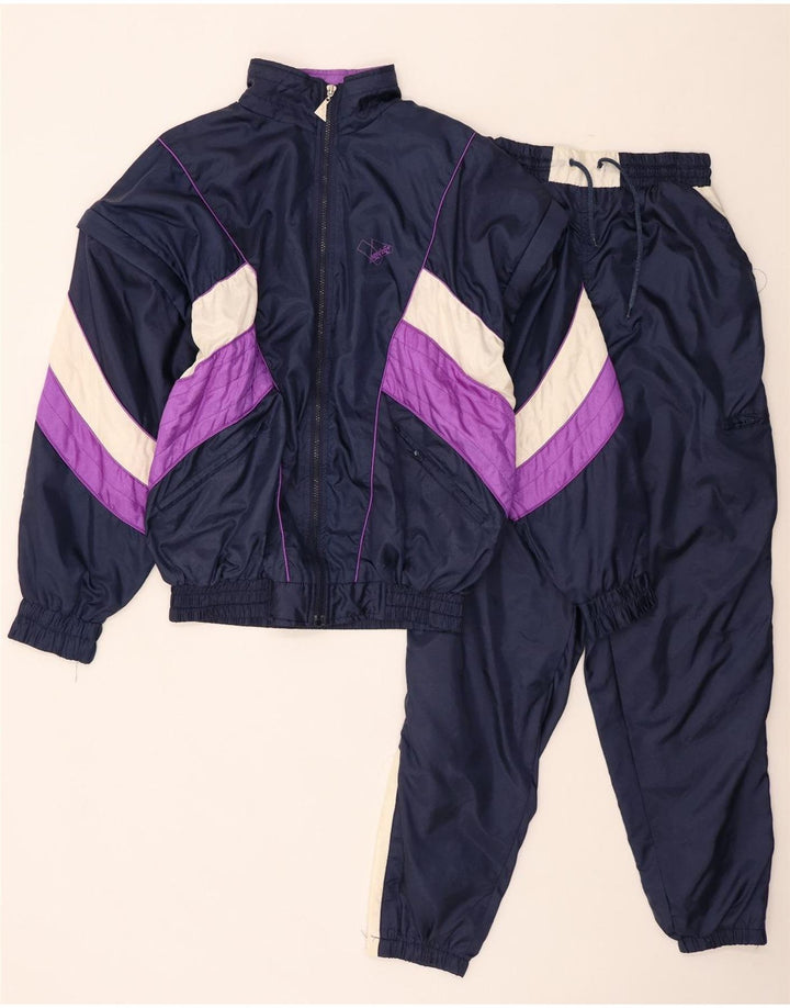 Мужской спортивный костюм Pandora среднего размера, темно-синий, с цветными блоками, полиамид, ретро