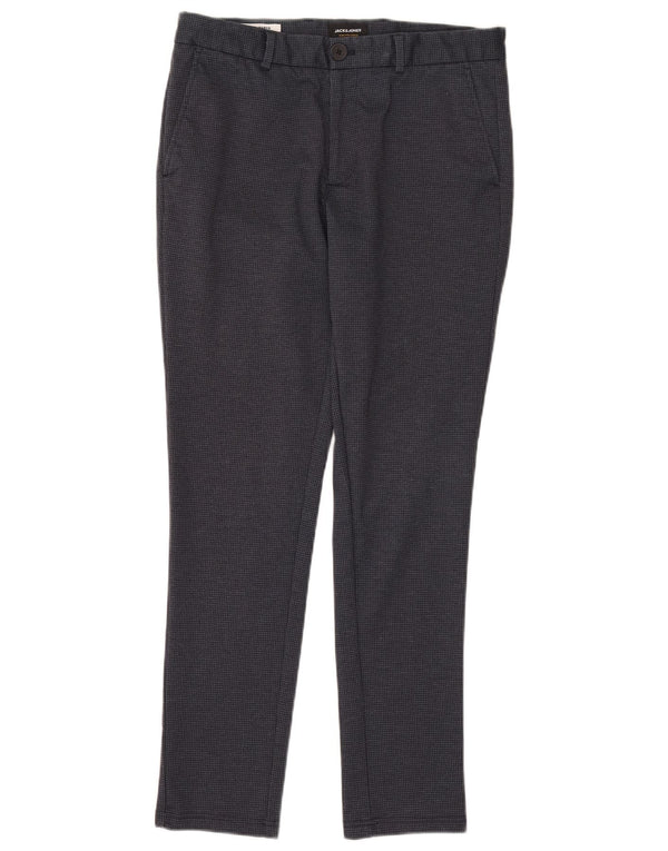 Мужские брюки-чиносы Jack & Jones Marco Slim W32 L32 темно-синие с рисунком «елочка»