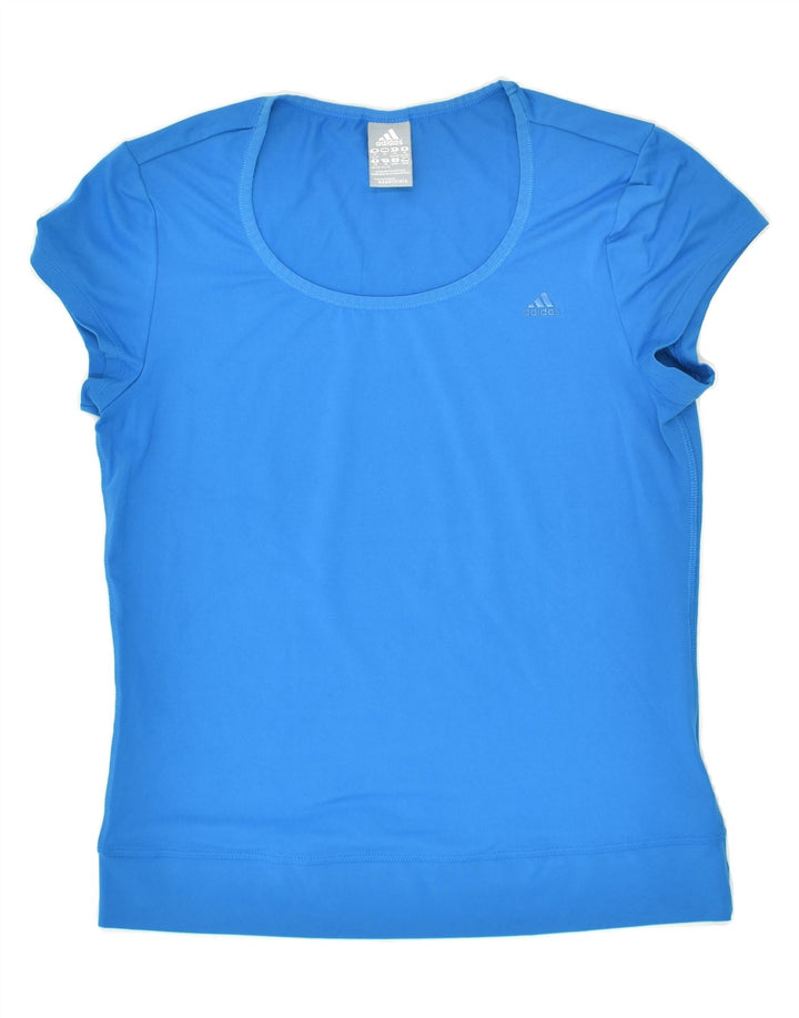 ADIDAS Womens T-Shirt Top UK 12/14 Medium Blue Polyester | Vintage Adidas | Thrift | Second-Hand Adidas | Used Clothing | Messina Hembry 