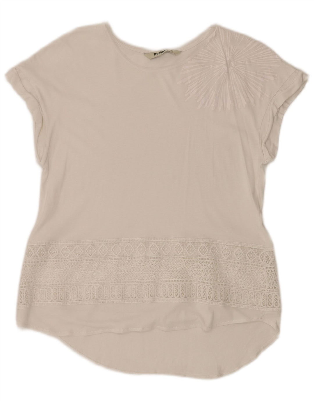 Женская блузка с рисунком DESIGUAL UK 12, средний белый с геометрическим узором