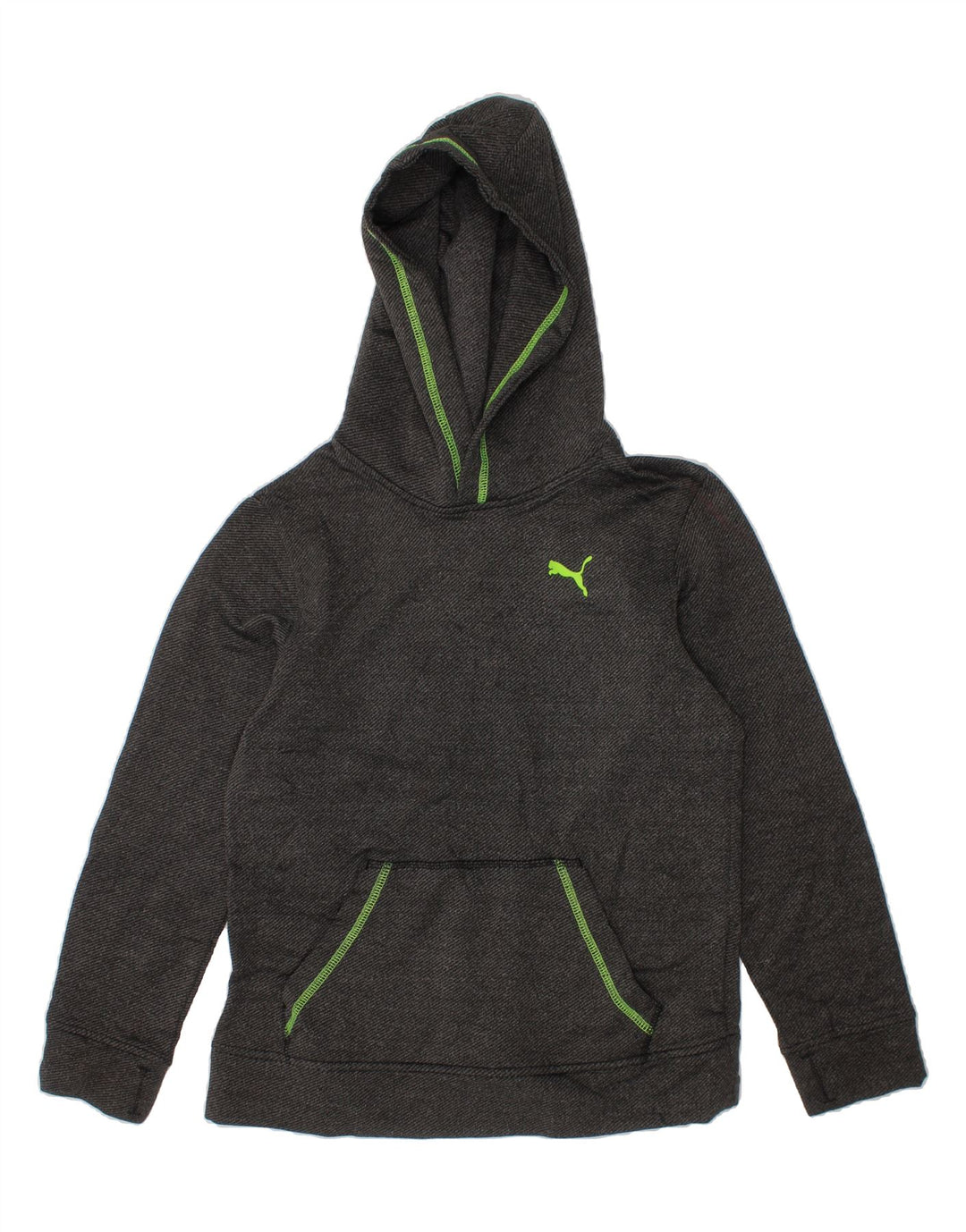 PUMA Boys Hoodie Jumper 10-11 Years Medium Grey Polyester Vintage Puma and Second-Hand Puma from Messina Hembry 