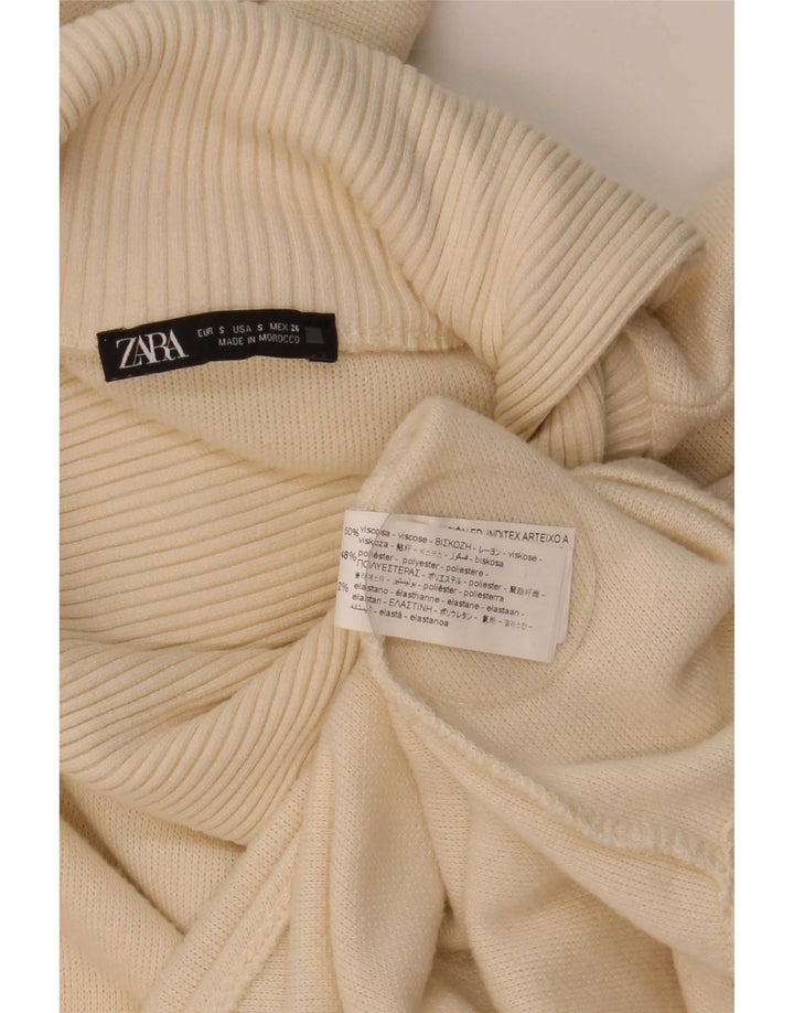 Женский асимметричный джемпер-пончо Zara UK 10, маленький размер из вискозы кремового цвета