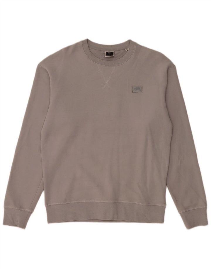Мужской свитшот Jack & Jones, маленький серый хлопковый джемпер