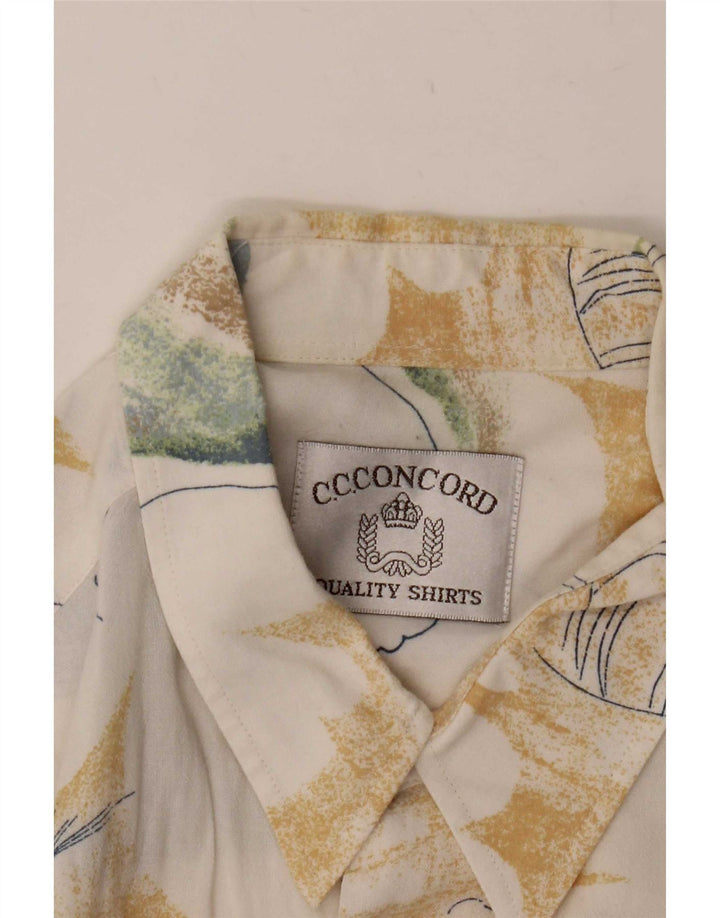 C.C.Concord Мужская рубашка с коротким рукавом с абстрактным узором XL, белая