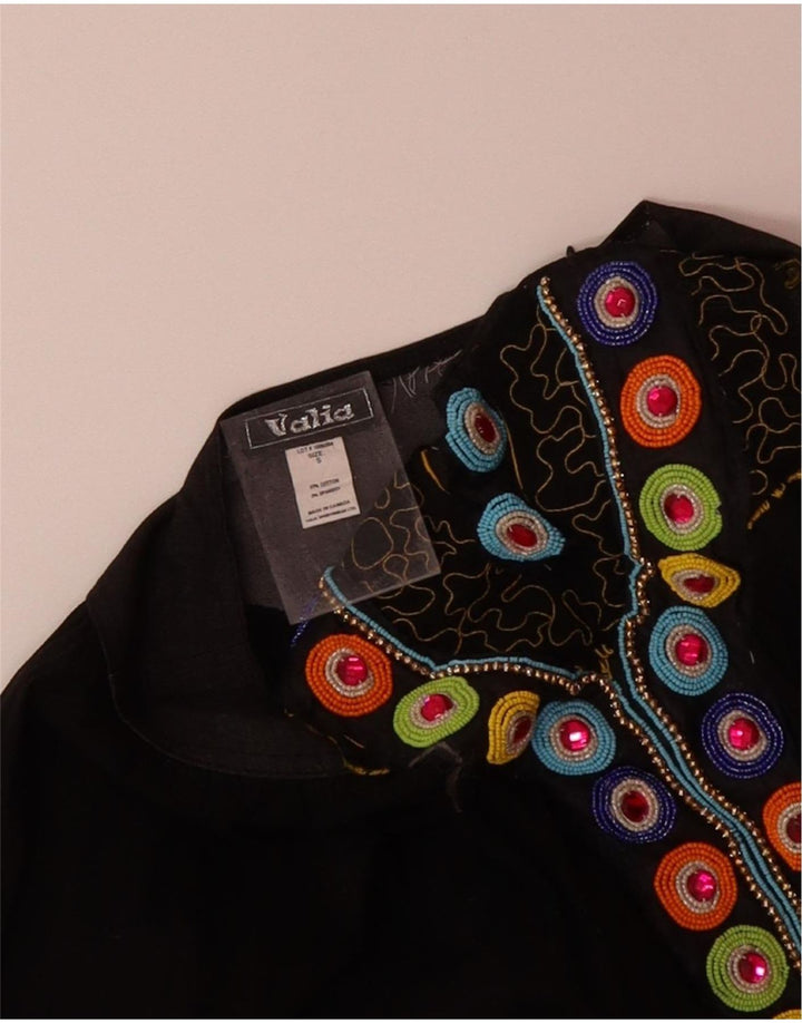 VALIA Womens Flared Skirt Small W28  Black Geometric Cotton